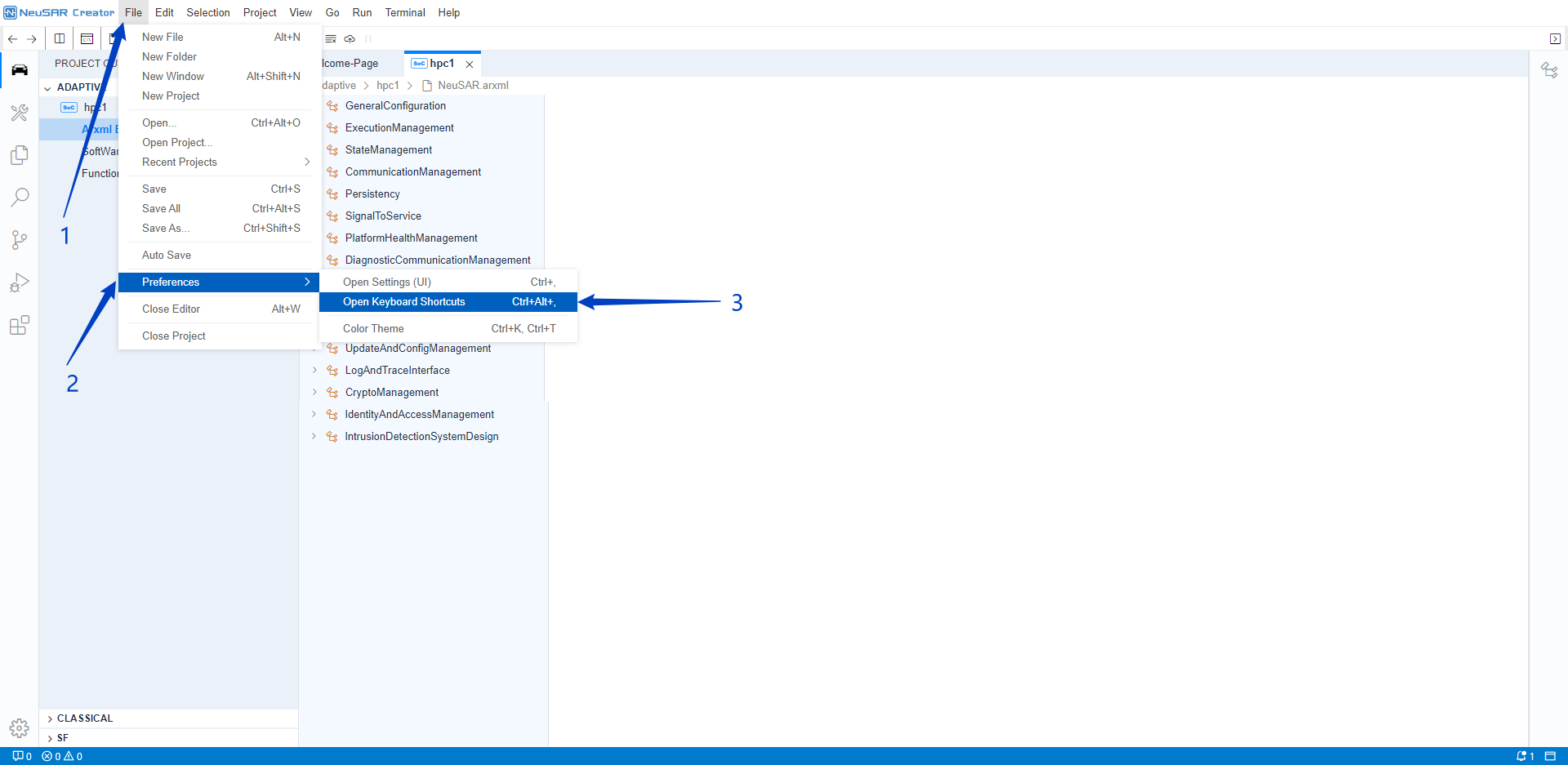 打开快捷键编辑器